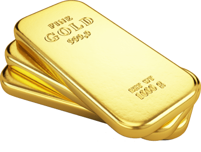 Lingotes de oro apilados unos sobre otros, brillando intensamente.