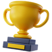 Copa trofeo sobre peana, símbolo de premios internacionales