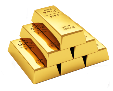 Lingotes de oro sobre fondo transparente. Brillantes y valiosos, estos lingotes representan la riqueza y la prosperidad.