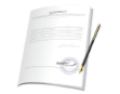 Un documento con un bolígrafo y un sello, que representa los mercados, el comercio, los futuros, las notas de activo.