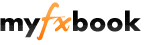 Logotipo de myFXbook sobre fondo blanco