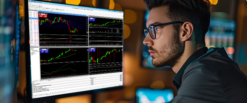 Trader analysing market charts to build trading routines for clarity