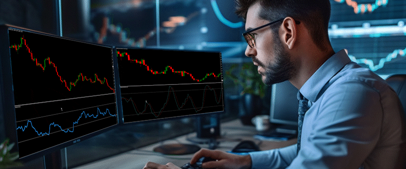 Professional trader applying high-frequency Forex scalping strategies using real-time market charts and technical indicators.